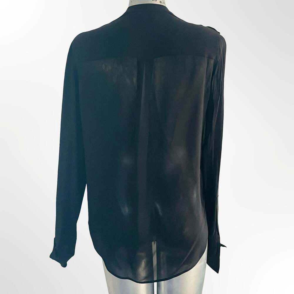 Belstaff Women's Black Silk Long Sleeve Blouse with Brass Stud Embellishments - Picture 4 of 7
